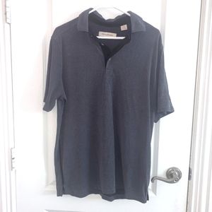 Tommy Bahama Men's Thin Stripe Polo Shirt Gray with Black Medium